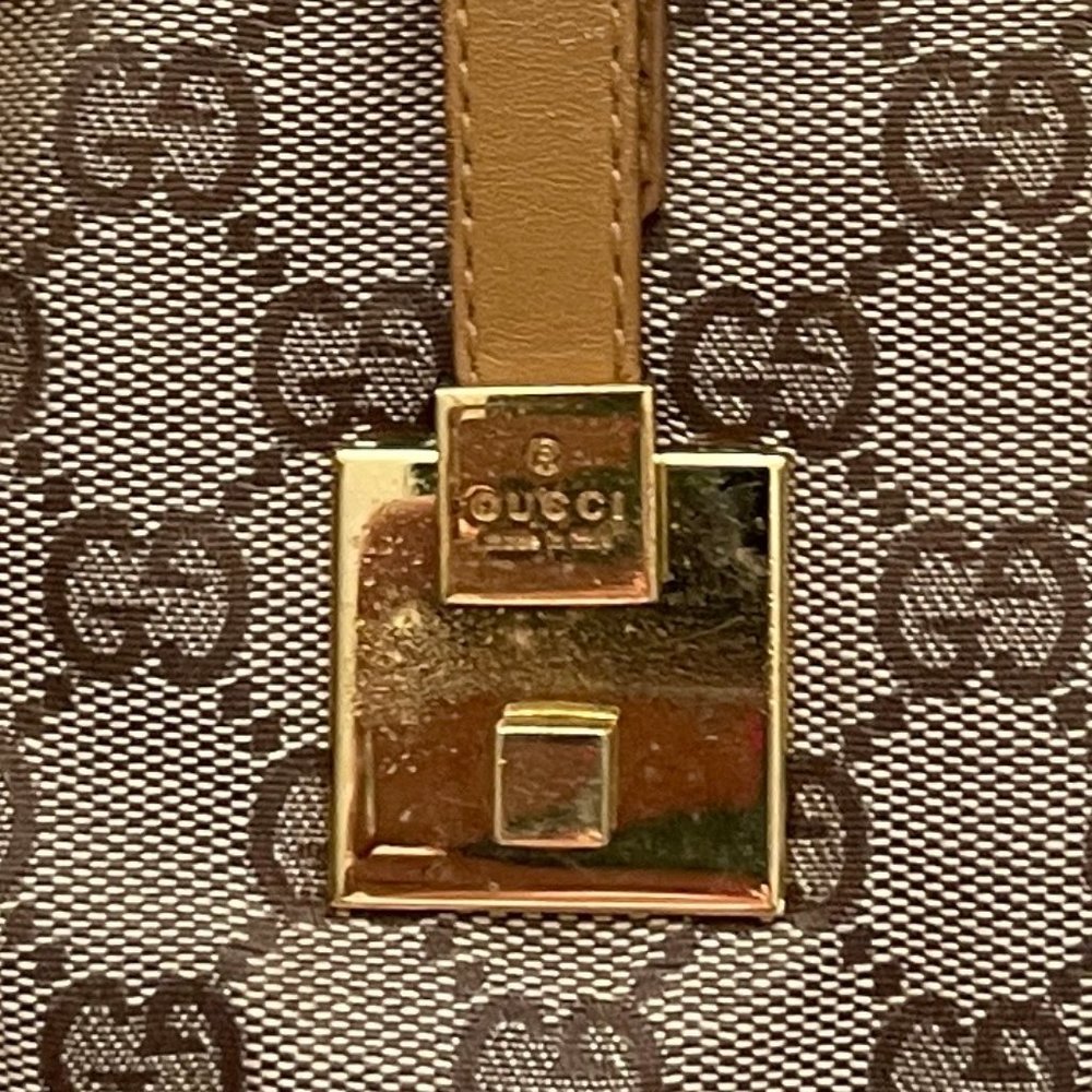 Auc Gucci Monogram Canvas/Leather Vintage Hand Bag #63367G93 - Picture 11 of 16